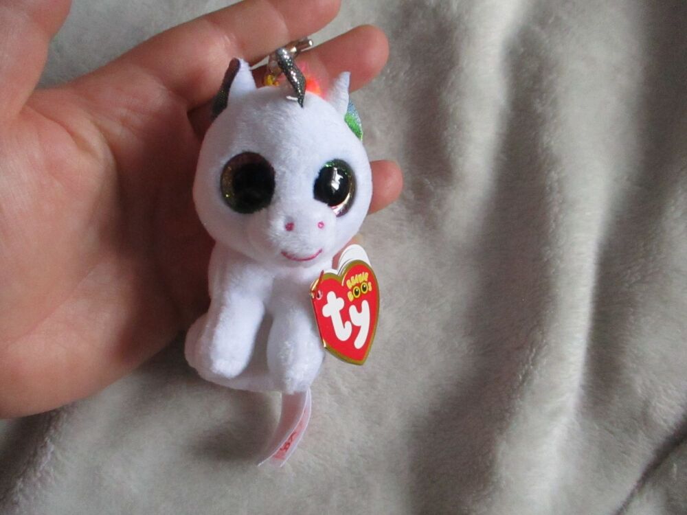 "Pixy" the Unicorn Keyclip Keyring -  TY Beanie Boos