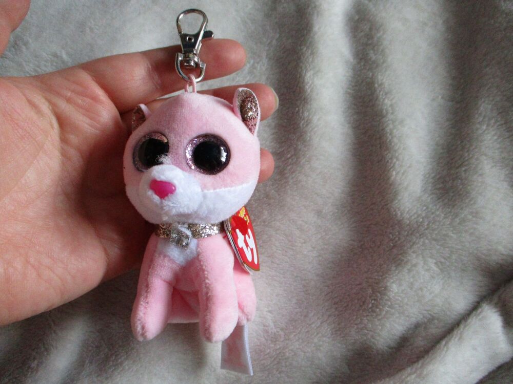 "Fiona" the Pink Cat Keyclip Keyring -  TY Beanie Boos
