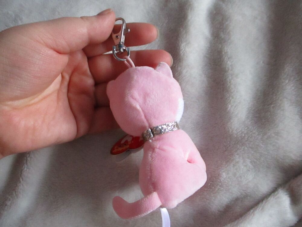 "Fiona" the Pink Cat Keyclip Keyring -  TY Beanie Boos