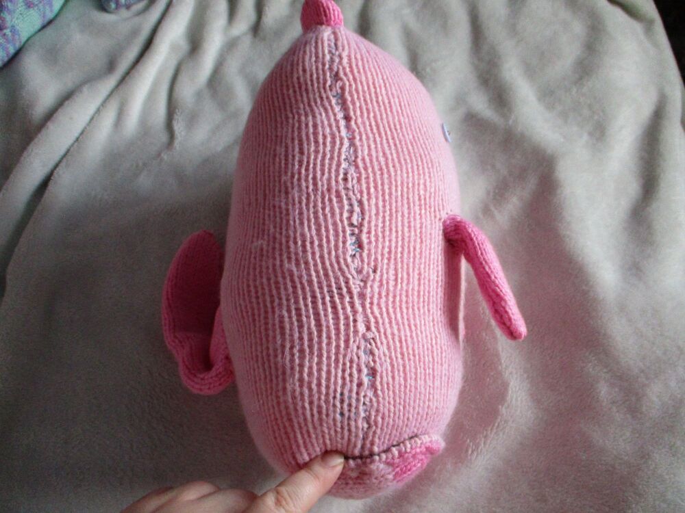 (p)Two-tone Pink with Heart Nose Giant Cat with Powder Blue Eyes Knitted By KittyMumma