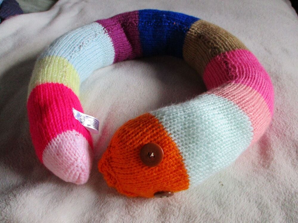 Orange Headed Multi-colour Banded Giant Snake - Brown Eyes Knitted Soft Toy