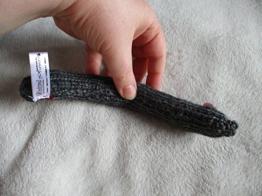 (p)Grey Rainbow Slim Midi Snake with 1 Pink 1 Purple Eyes Knitted Soft Toy