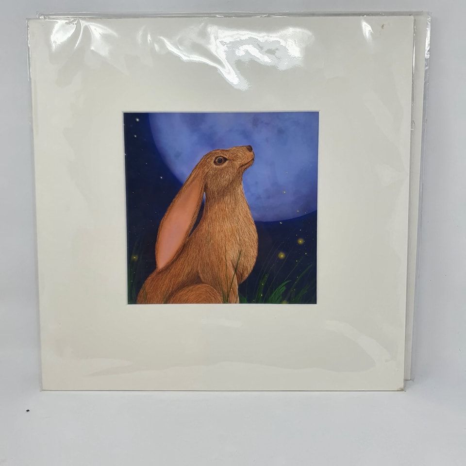 Large (40cm) Mounted Print - Moon Gazing Hare - Professional Print - By Gob