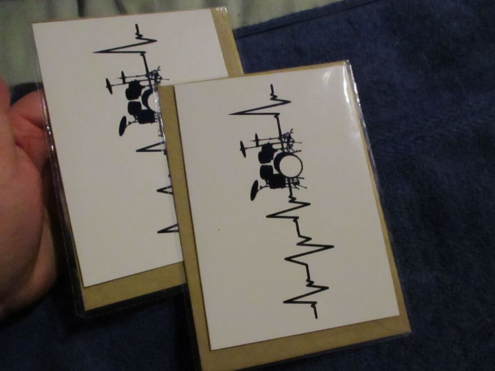 Drum-kit Heartbeat -  Greeting Card - A6 Size. By Goblin Dreams