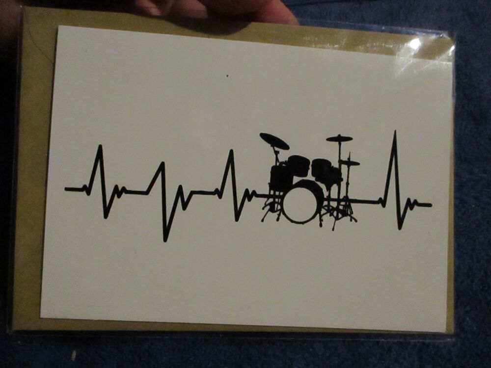 Drum-kit Heartbeat -  Greeting Card - A6 Size. By Goblin Dreams