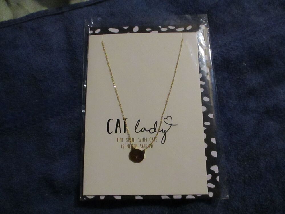 Cat Lady Greeting Card with Necklace - A6 Size