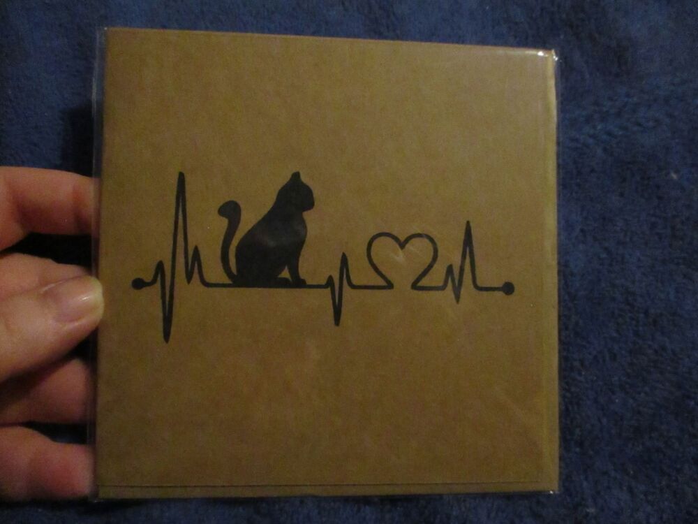 Cat Heartbeat - Square card - Greetings Card