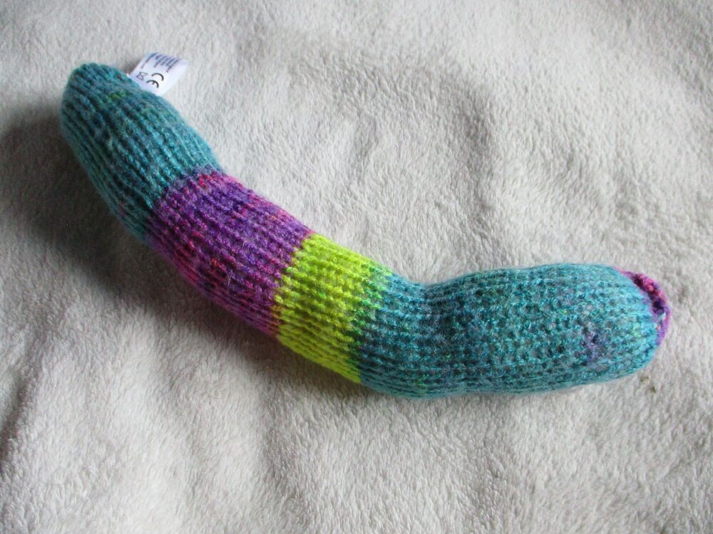 (p)Purple to Green Magic Yarn Med-Midi Snake with Cloudy Square Eyes Knitted Soft Toy