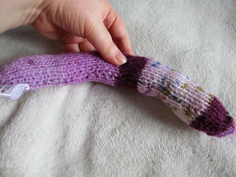 (p)Purple Floral Med-Midi Snake with Pink Eyes Knitted Soft Toy