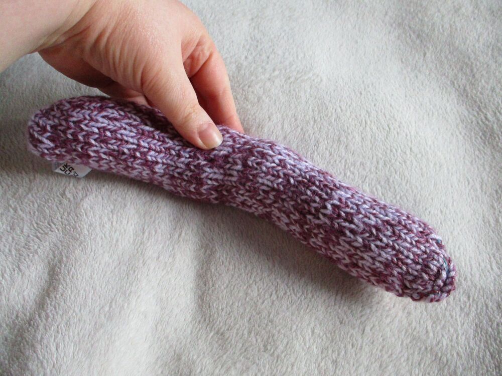 (p)Mottled Wine and Lilac Med-Midi Snake with Dark Blue Eyes Knitted Soft Toy