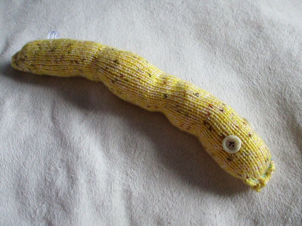 Mustard & Pizza Dough Mottled Midi Snake with Creamy Eyes Knitted Soft Toy