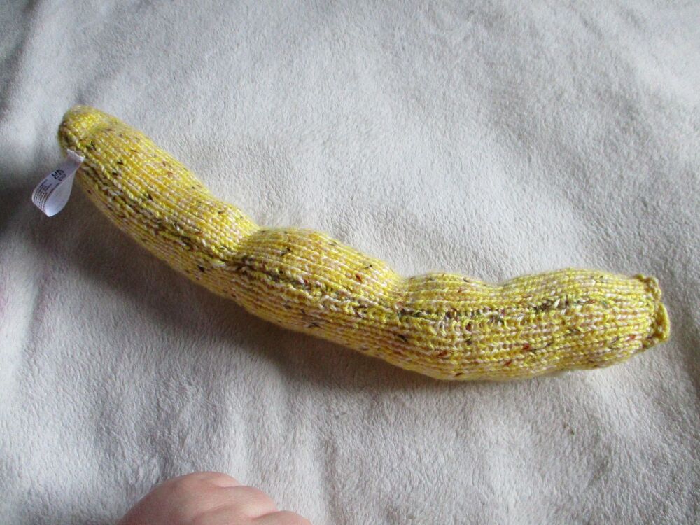 (p)Mustard & Pizza Dough Mottled Midi Snake with Creamy Eyes Knitted Soft Toy