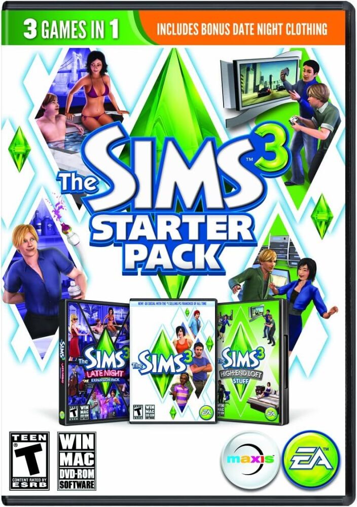 The Sims 3: Starter Pack [Base Game, Late Night, Loft Stuff] (PC: Windows/ Mac, 2013) - SEALED EUROPEAN