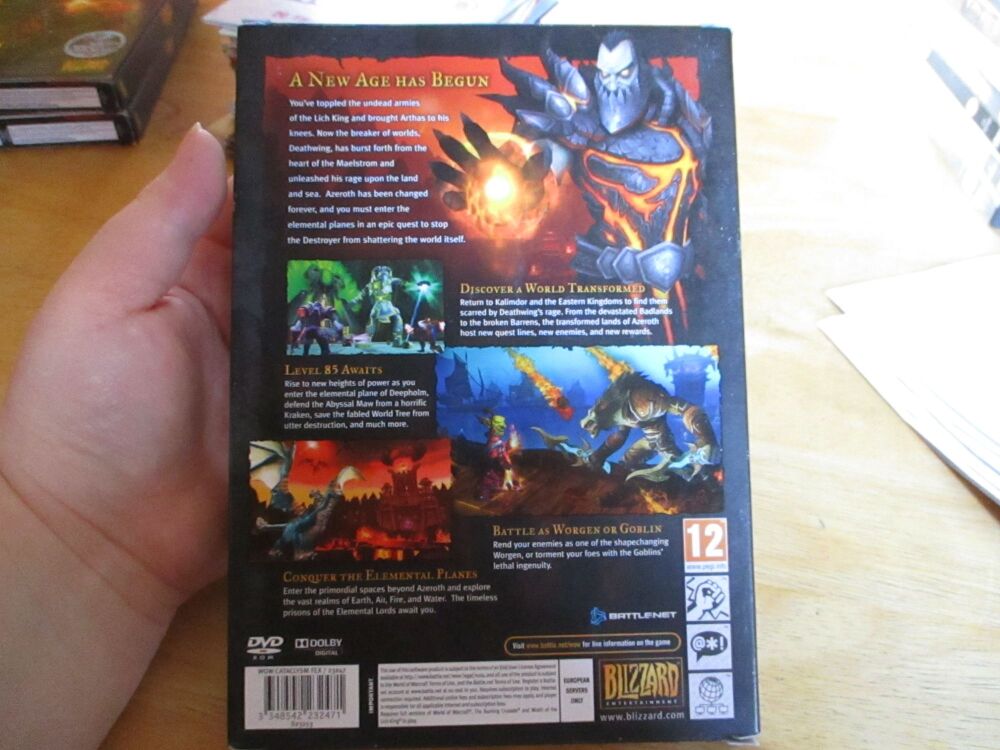 World Of Warcraft Cataclysm Expansion Set (PC: Windows, 2010) - SEALED plus Outer Unique Card Book Sleeve