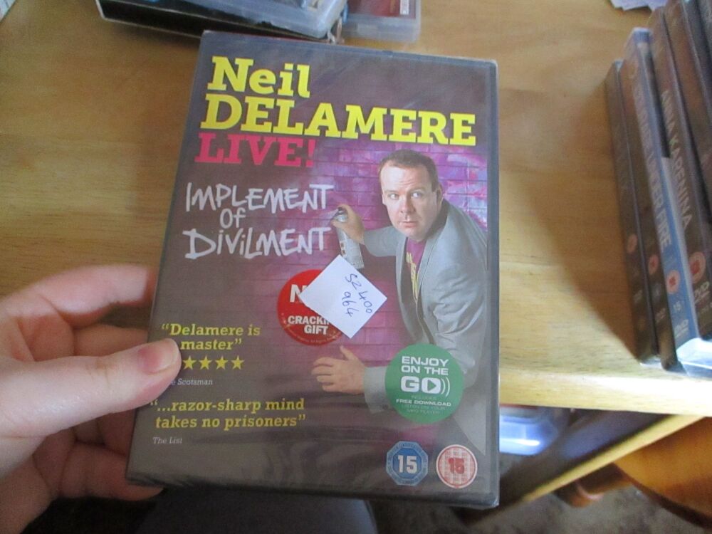 Neil Delamere Live - Implement of Devilment - DVD - SEALED Disc. VGC Case - Pal (S2400981)
