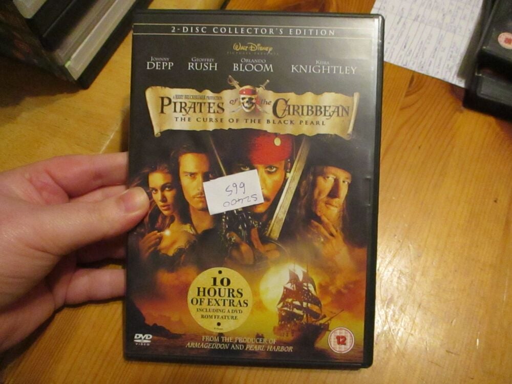 Pirates Of The Caribbean -The Curse Of The Black Pearl 2 Disc Collectors Edition - DVD - LN Disc - VGC Case - Pal (S2400665)