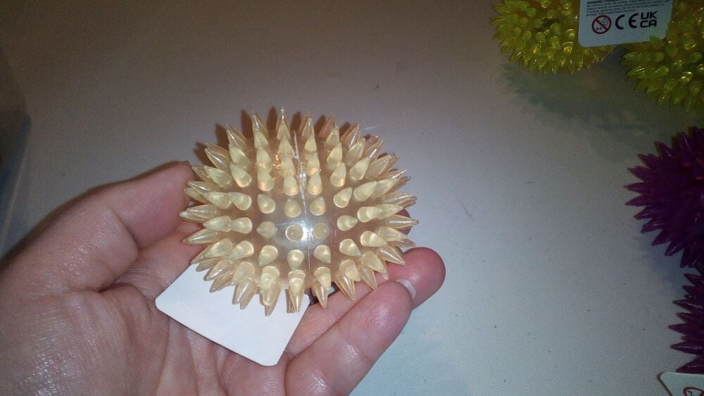 Pale Peachy Orange Light Up Spikey Ball Toy - Hoot