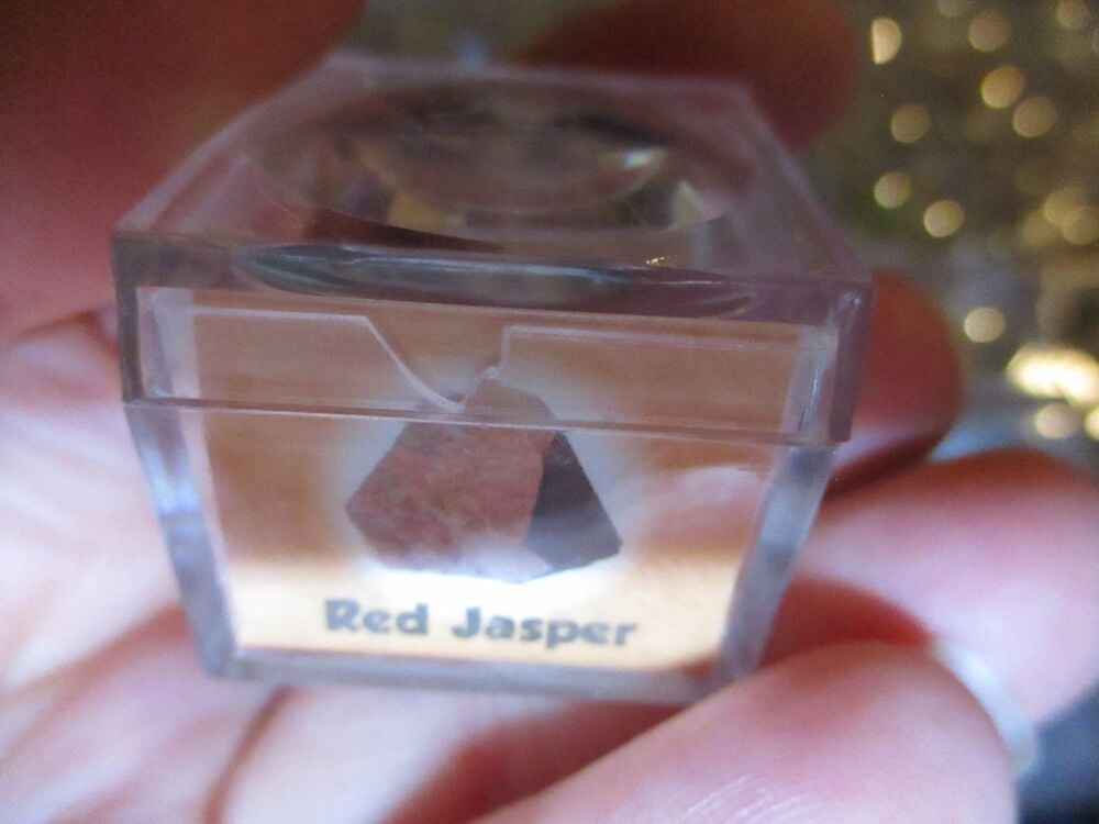 Red Jasper Mineral/Gem Stone Fragment in Display Magnification Box