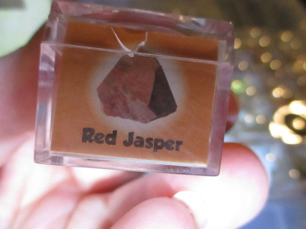 Red Jasper Mineral/Gem Stone Fragment in Display Magnification Box