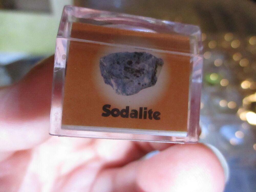 Sodalite Mineral/Gem Stone Fragment in Display Magnification Box