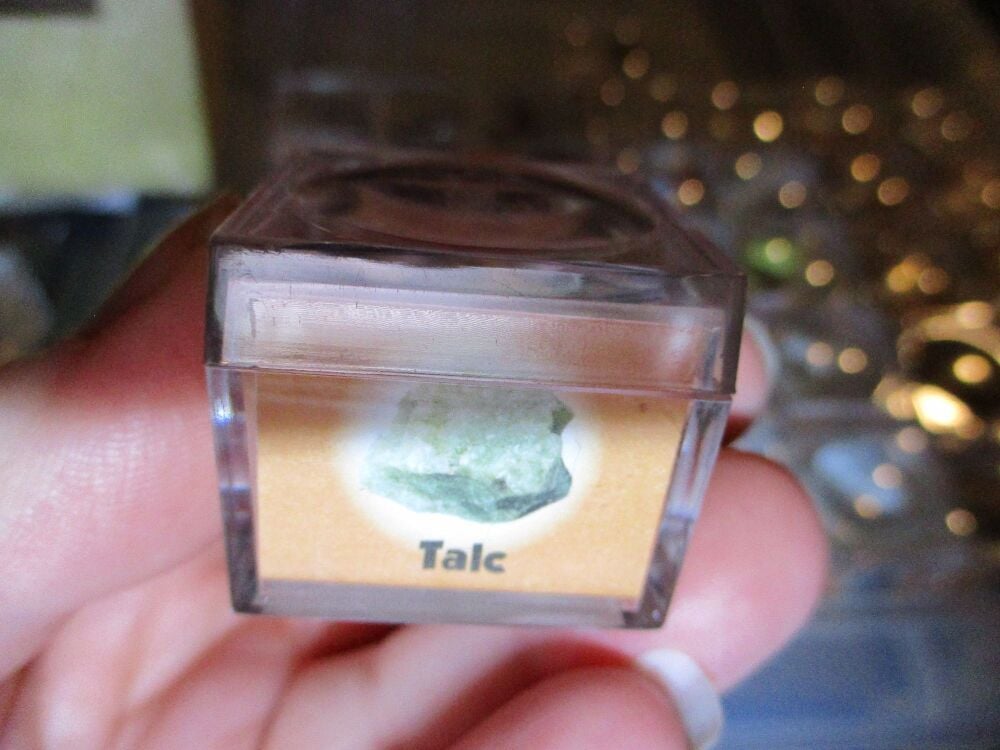 Talc Mineral/Gem Stone Fragment in Display Magnification Box