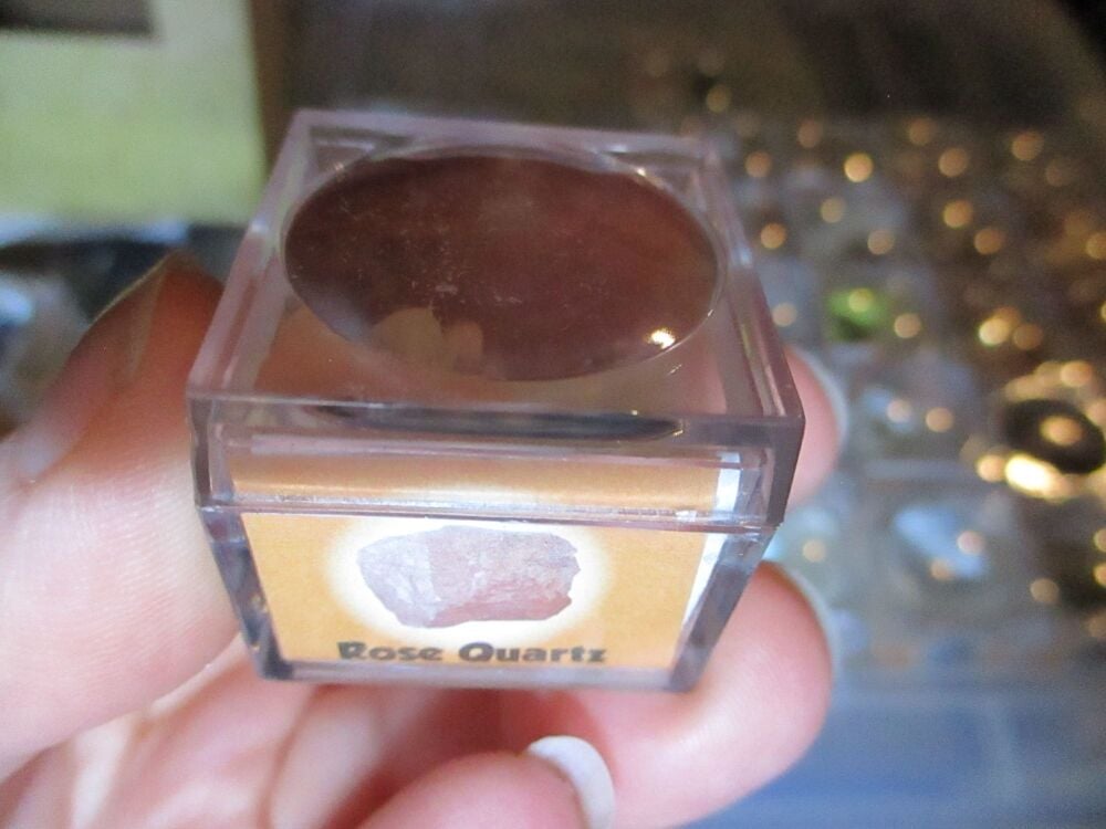 Rose Quartz Mineral/Gem Stone Fragment in Display Magnification Box