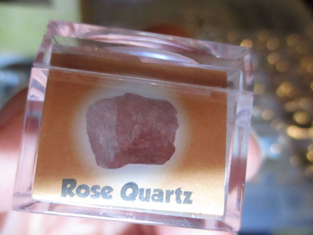 Rose Quartz Mineral/Gem Stone Fragment in Display Magnification Box