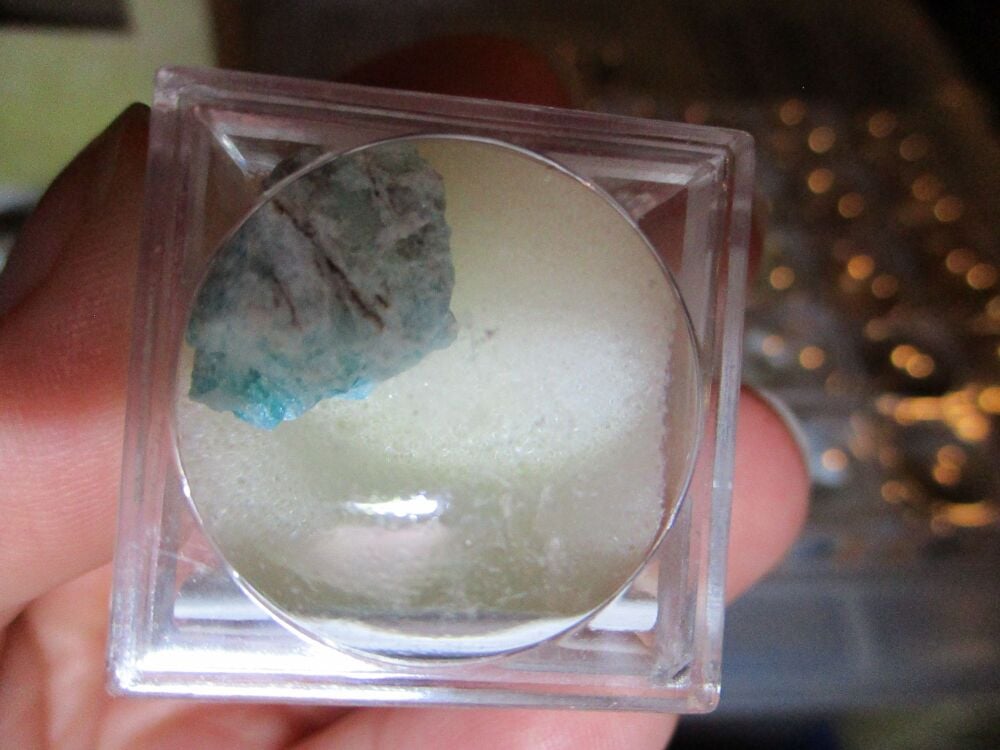 Chrysocolla Mineral/Gem Stone Fragment in Display Magnification Box