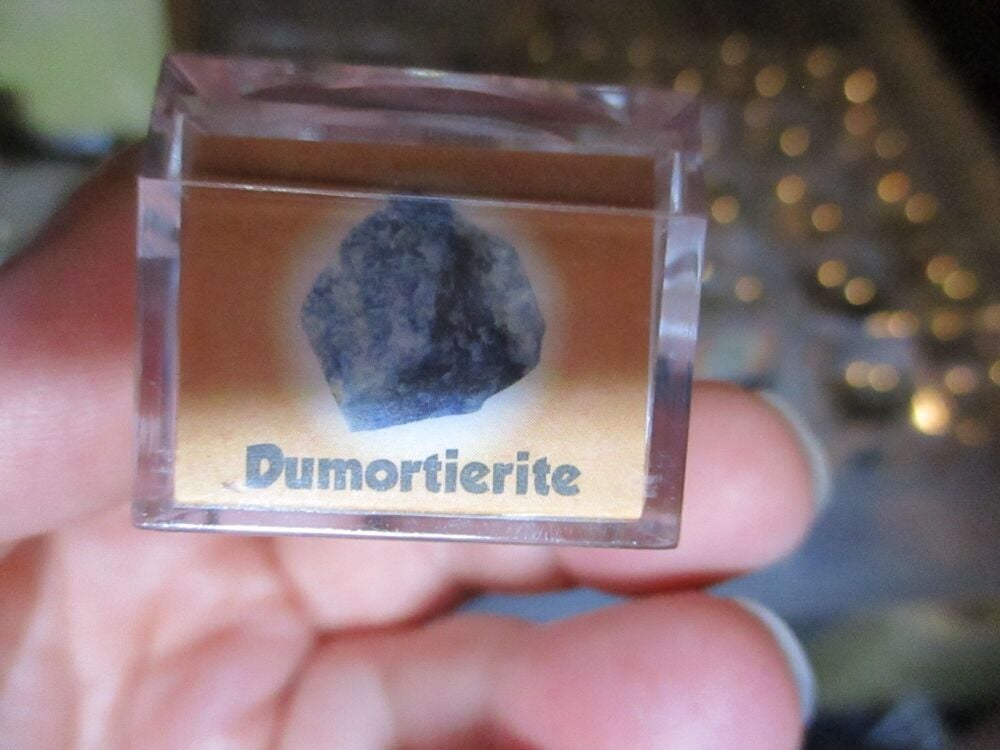 Dumortierite Mineral/Gem Stone Fragment in Display Magnification Box