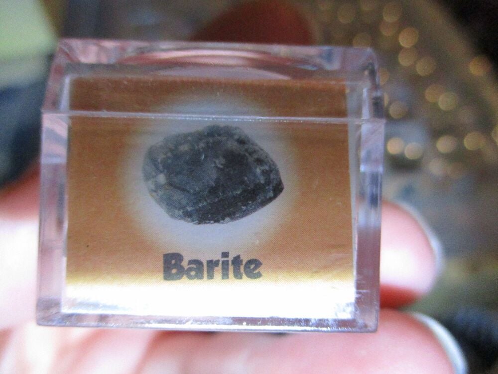 Barite Mineral/Gem Stone Fragment in Display Magnification Box