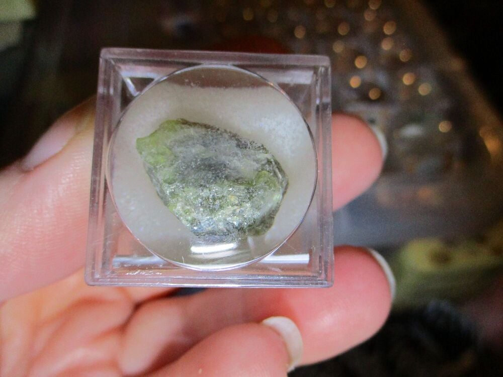 Demantoid Mineral/Gem Stone Fragment in Display Magnification Box