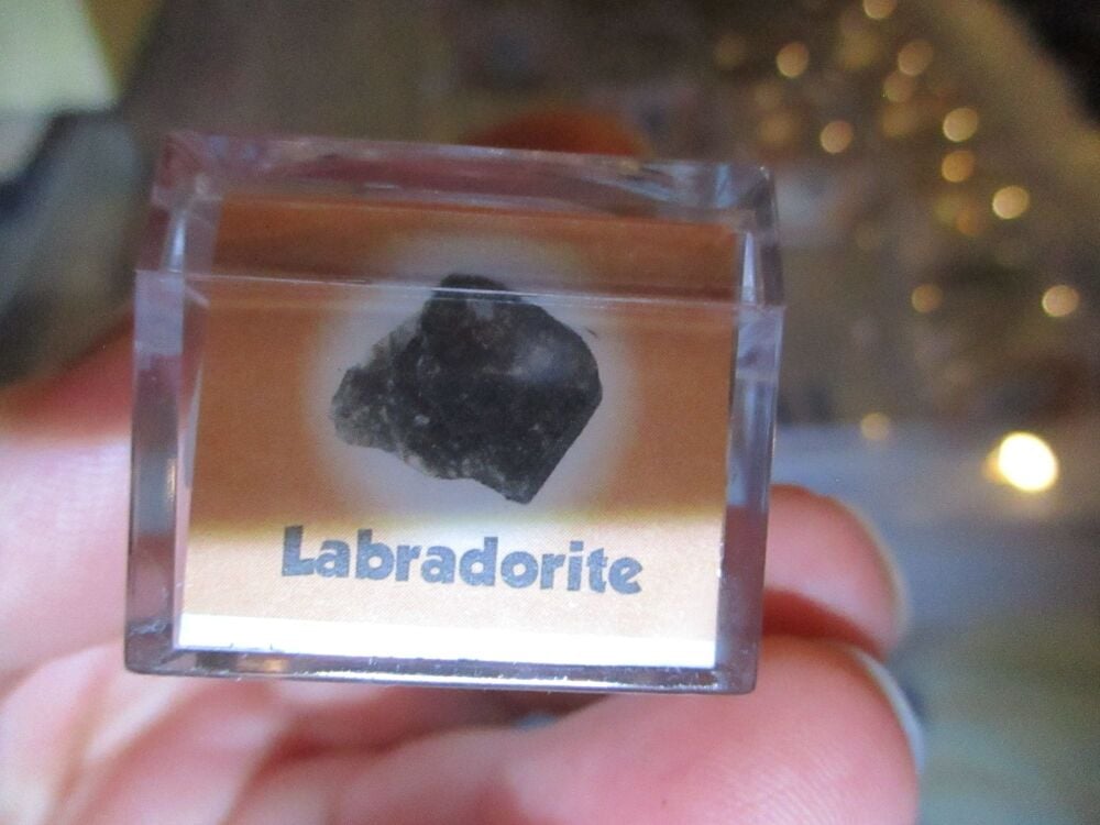 Labradorite Mineral/Gem Stone Fragment in Display Magnification Box