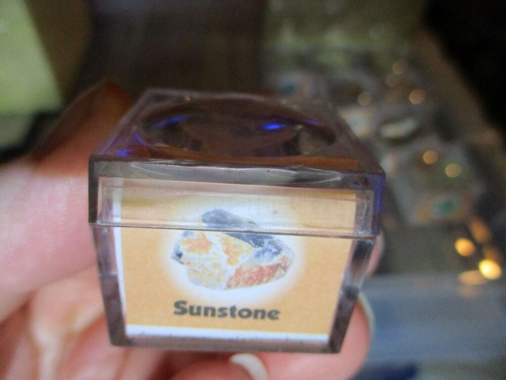 Sunstone Mineral/Gem Stone Fragment in Display Magnification Box