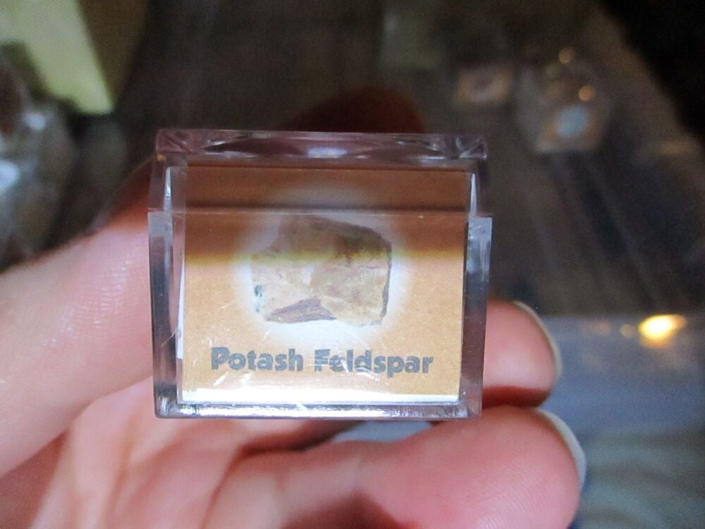 Potash Feldspar Mineral/Gem Stone Fragment in Display Magnification Box