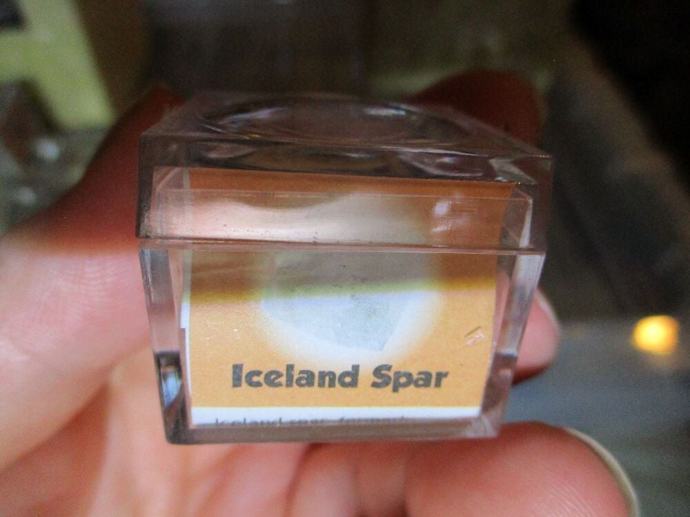 Iceland Spar Mineral/Gem Stone Fragment in Display Magnification Box