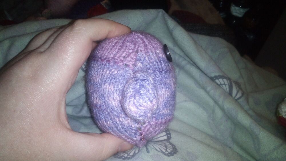(p)Mottled Purple With Black Eyes Mini Ted - Knitted By KittyMumma