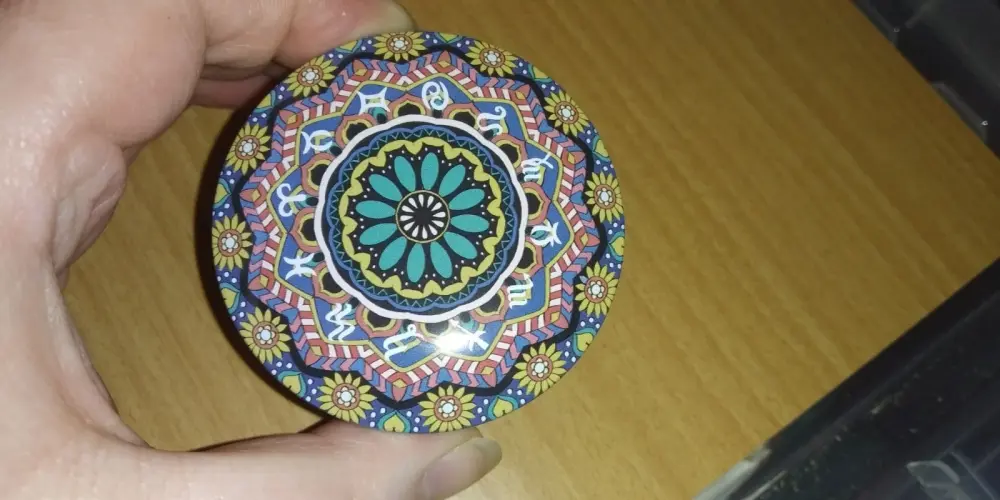 Blue Yellow Pink Runes Zodiac Pretty Patterned Small Empty Decorative Tin