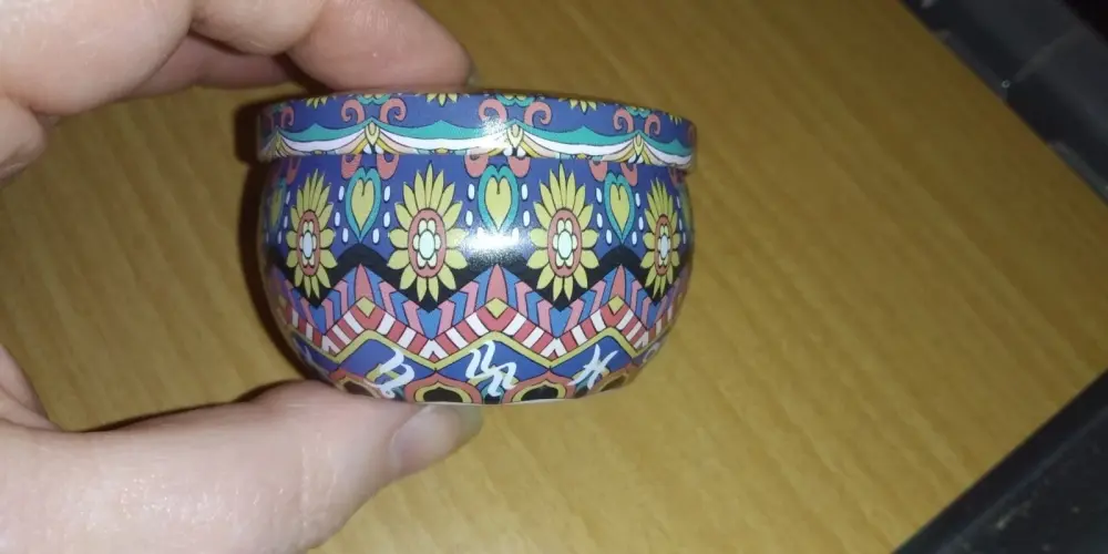 Blue Yellow Pink Runes Zodiac Pretty Patterned Small Empty Decorative Tin