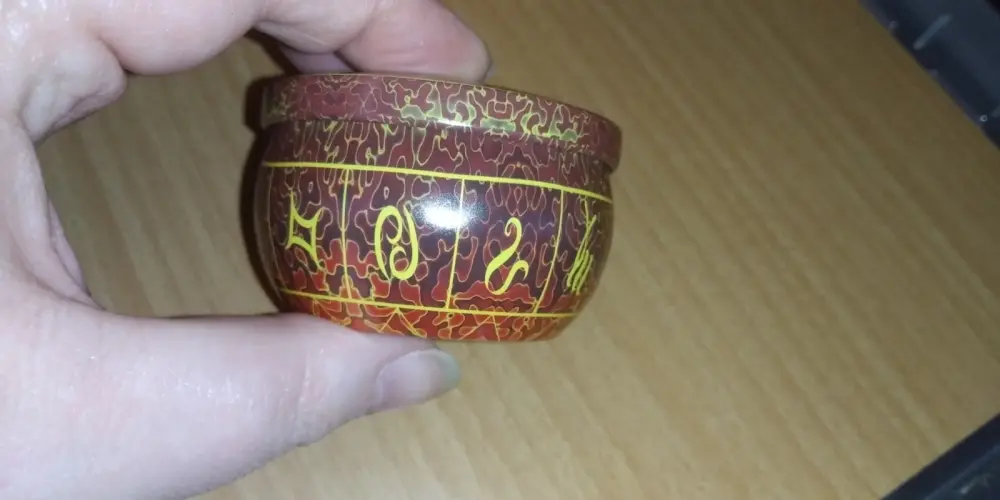 Brown Yellow Runes Zodiac Pretty Patterned Small Empty Decorative Tin