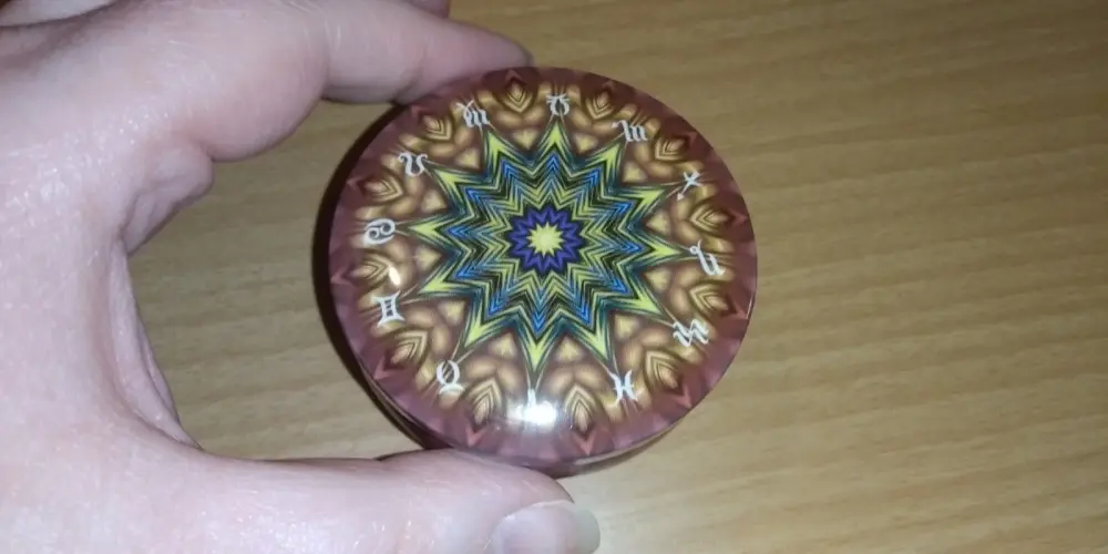 Purple Brown Green Pretty Patterned Small Empty Decorative Tin