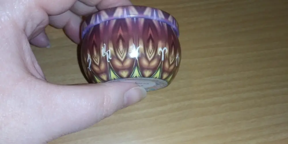 Purple Brown Green Pretty Patterned Small Empty Decorative Tin