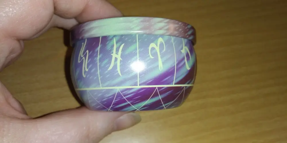 Purple Green Runes Zodiac Pretty Patterned Small Empty Decorative Tin