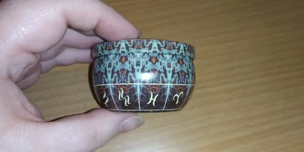 Brown Green Runes Zodiac Pretty Patterned Small Empty Decorative Tin