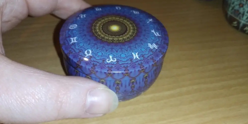 Blue Zodiac Pretty Patterned Small Empty Decorative Tin