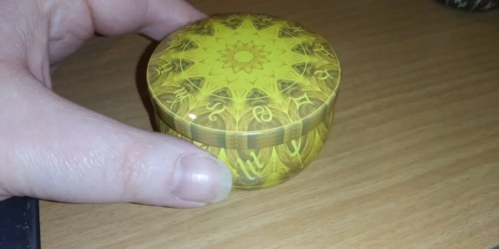 Mustard Yellow Pretty Patterned Small Empty Decorative Tin