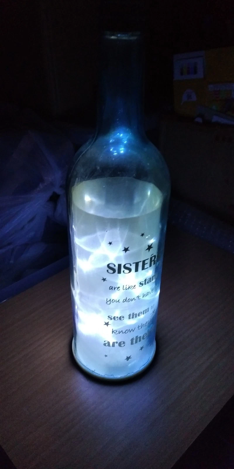 Lights Bottle Sisters Are Like Stars. Decoration.