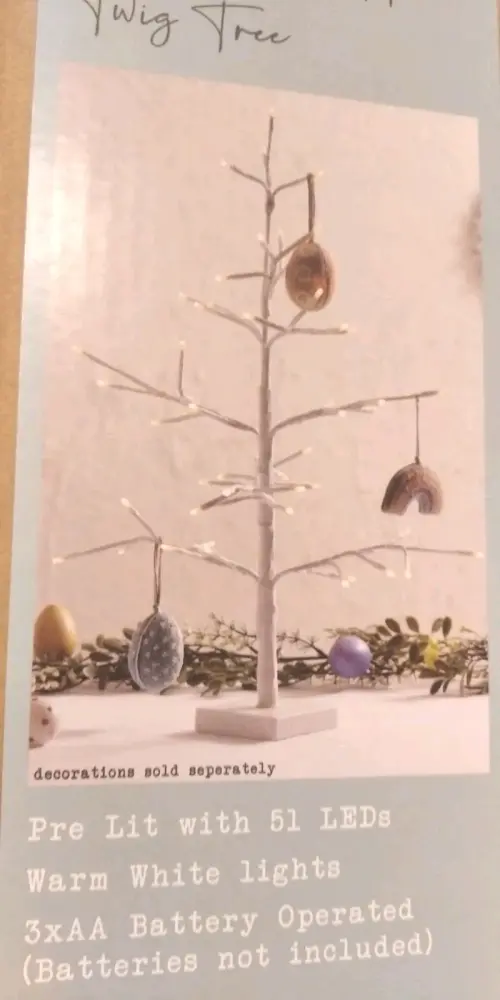 Dunelm 2ft Tall White Table Top Twig Tree - Pre Lit 51 LEDs Brand New Boxed