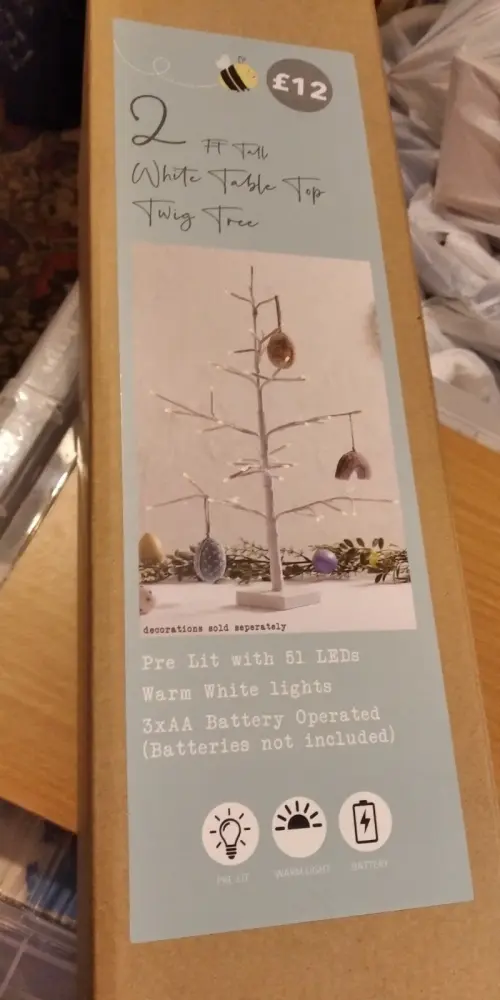 Dunelm 2ft Tall White Table Top Twig Tree - Pre Lit 51 LEDs Brand New Boxed