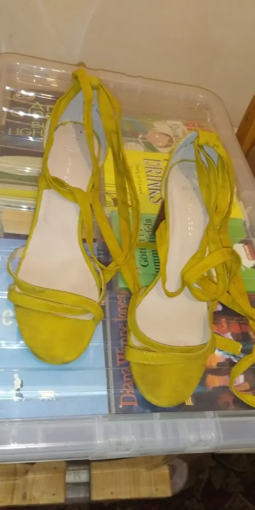 New Look Size 7 Mustard Yellow Tie Leg Strappy Sandals - Slightly Stained