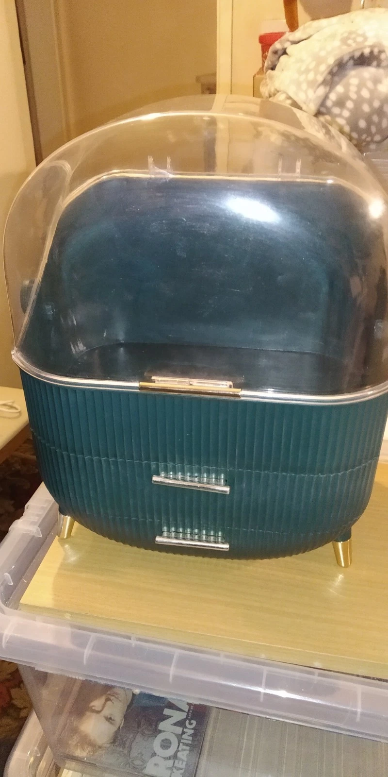 Plastic Cosmetic Storage Caddy With Drawers And Handle